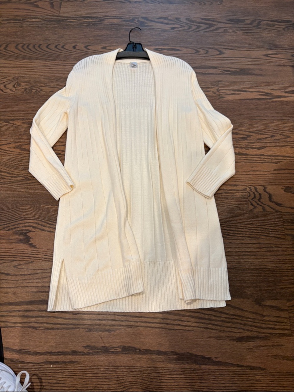 Women's Cream Open-Front Ribbed Cardigan Sweater this is a beautiful sweater